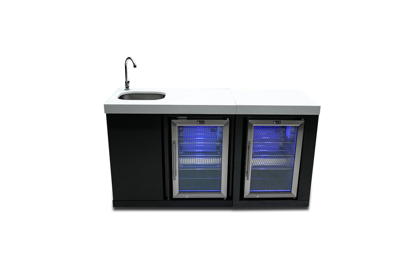 Mont Alpi Black Stainless Steel Beverage Center and Fridge Cabinet